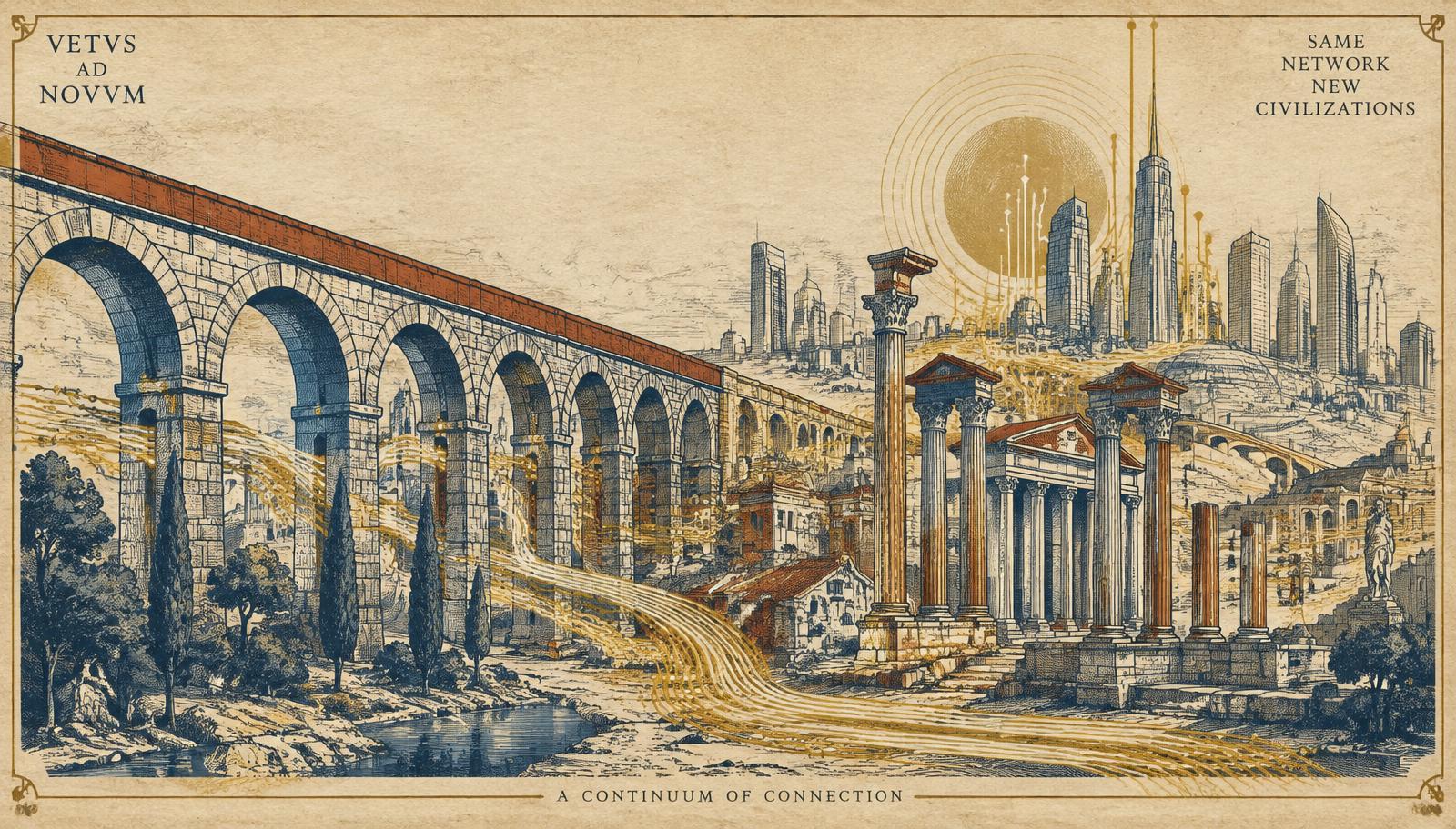 Aqueduc romain se prolongeant en ville connectée